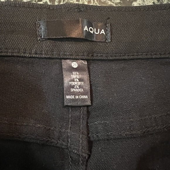 NWT Women's AQUA FRINGE RAW HEM black skinny JEANS size 26 high rise $98 - Picture 7 of 9
